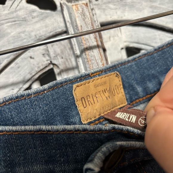 DRIFTWOOD x Free People Marilyn Medium Wash Boho Embroidered Stretch Skinny Jean - Picture 6 of 7